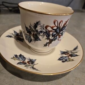 Lenox Holiday Coffee Cup and Saucer Set with Gold Trim